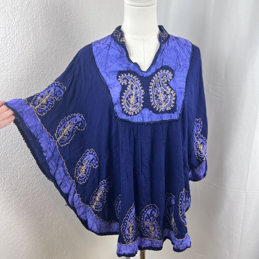The Collection Royal Poncho Top Womens Free Size Purple Boho Festival Hippie Y2K